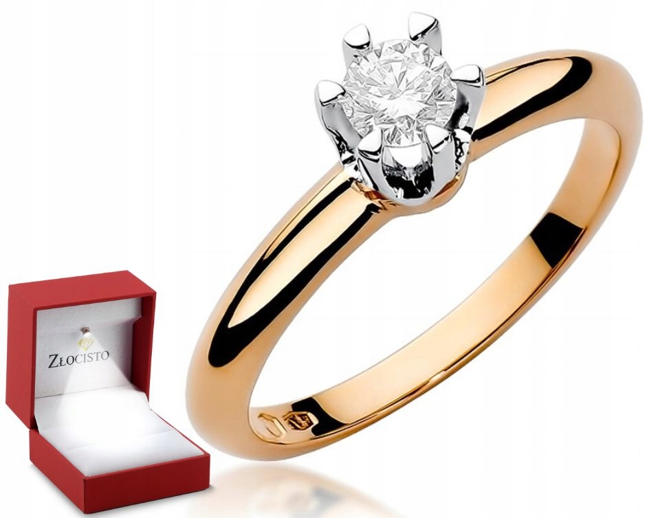 Prstýnek s briliantem 0,30 ct růžové zlato 585