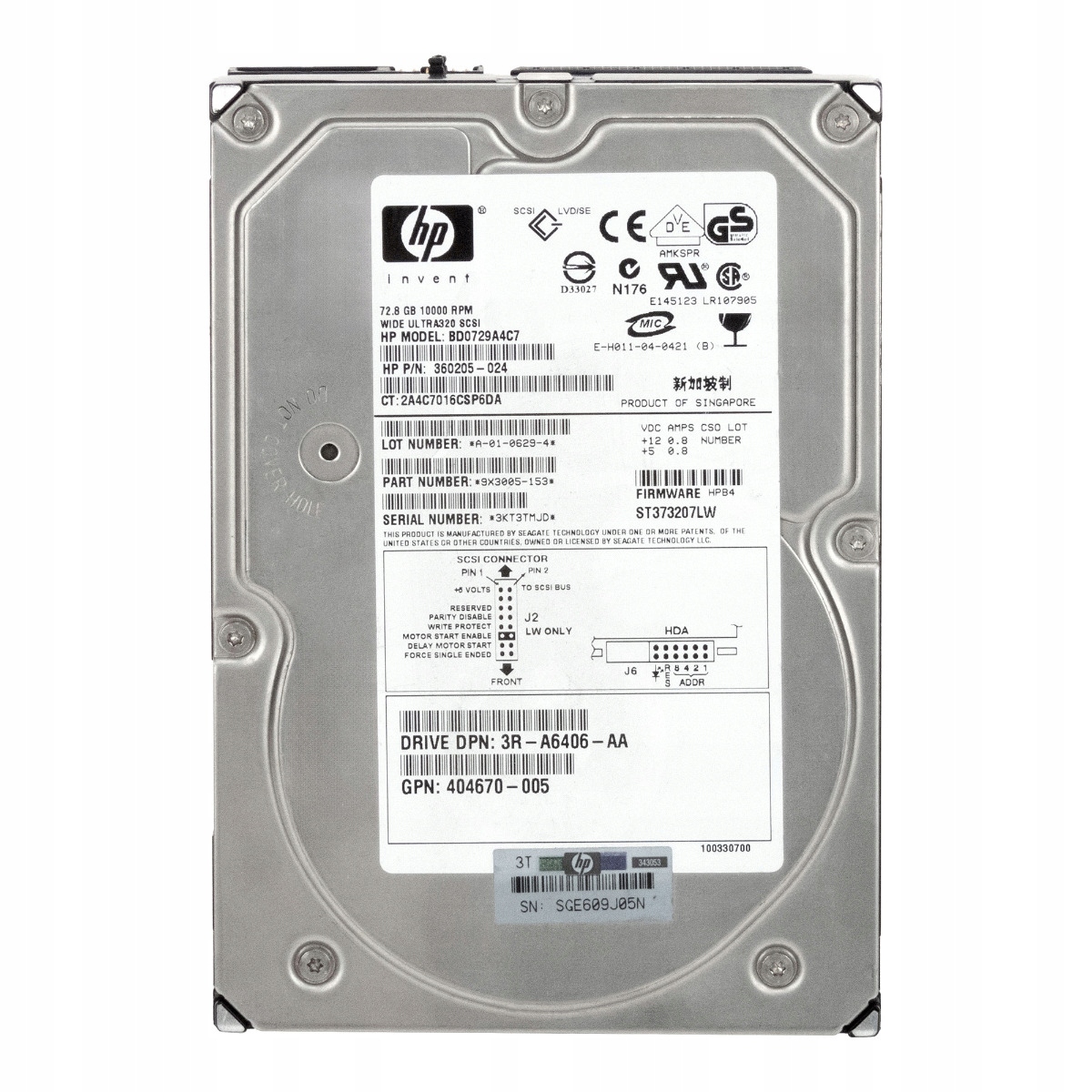 Hp 360205-024 72.8GB 10K 8MB Scsi U320 3.5'' BD0729A4C7