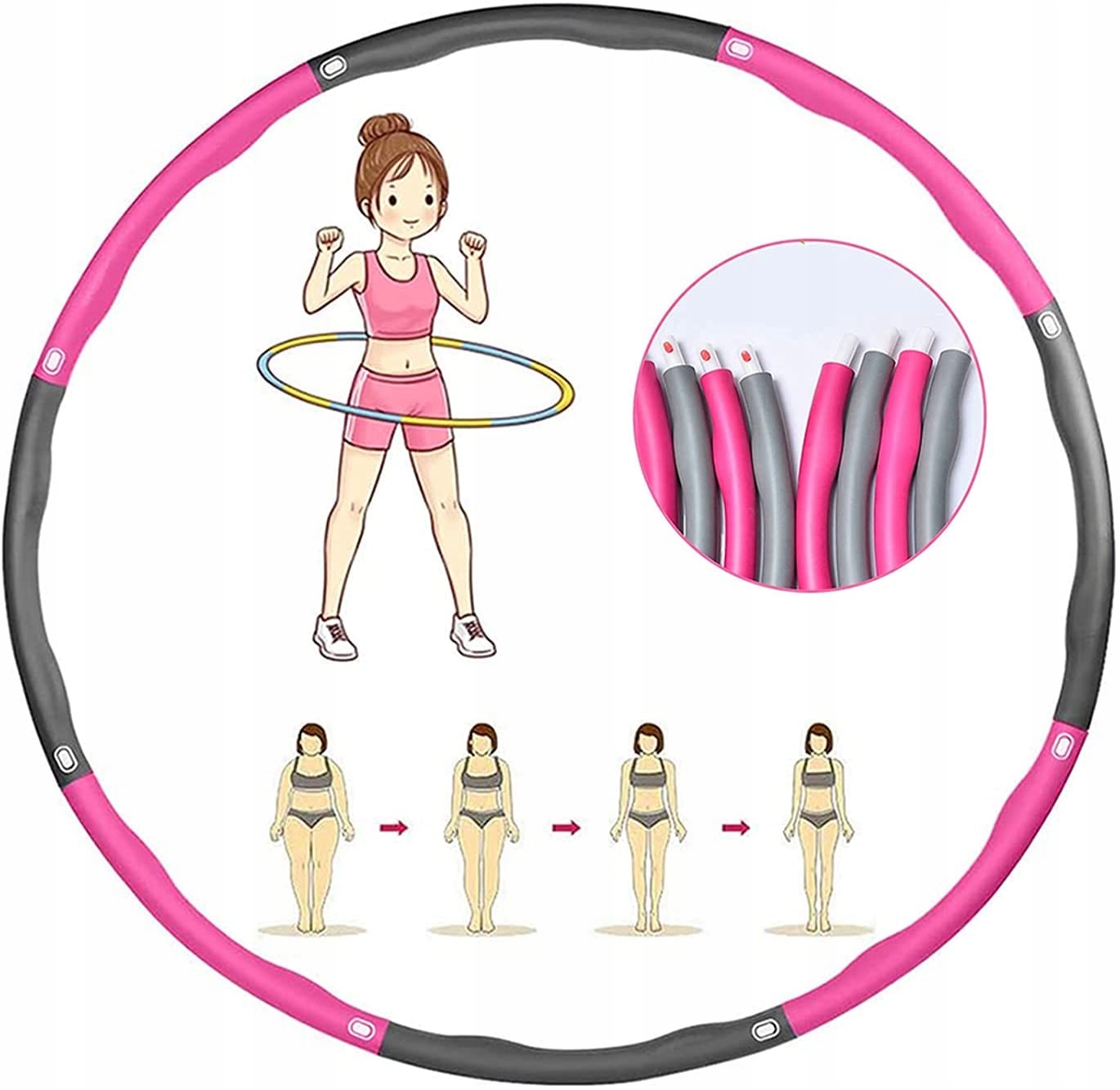 

Boyu-1108 Massage Hoop Hula Hop Składane 73-95 cm