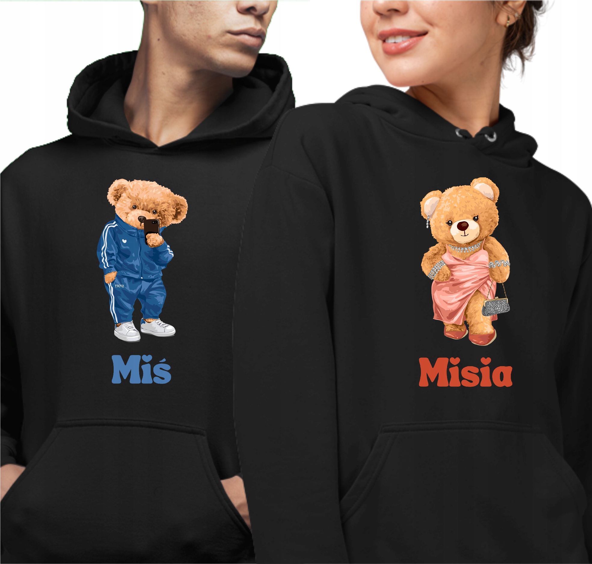 mikina s kapucí Mikiny pro páry Medvídek a Medvídek Dárek Na Valentýna Sada M