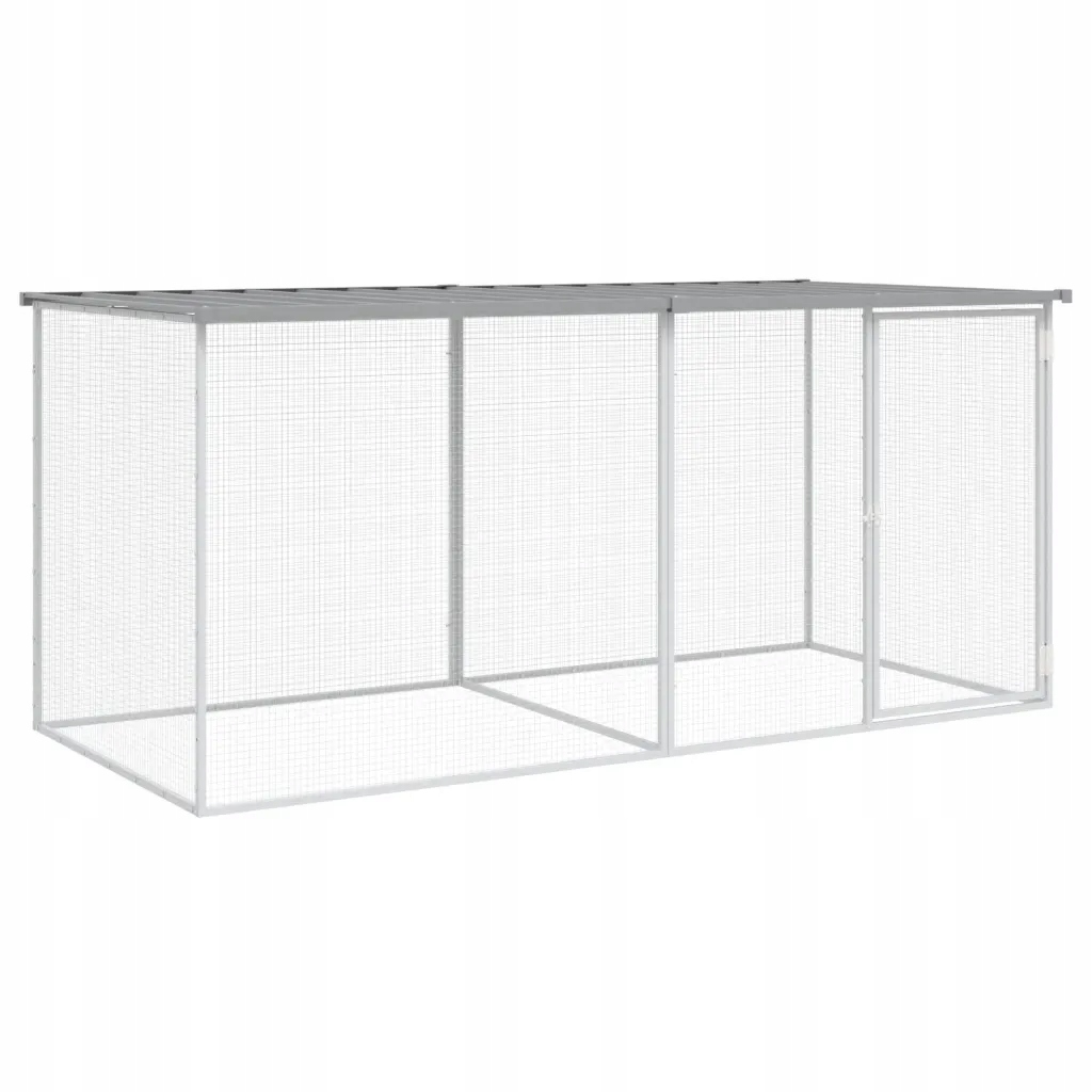 Levně Klec pro kuřata se střechou, 203x98x90 cm, světle šedá