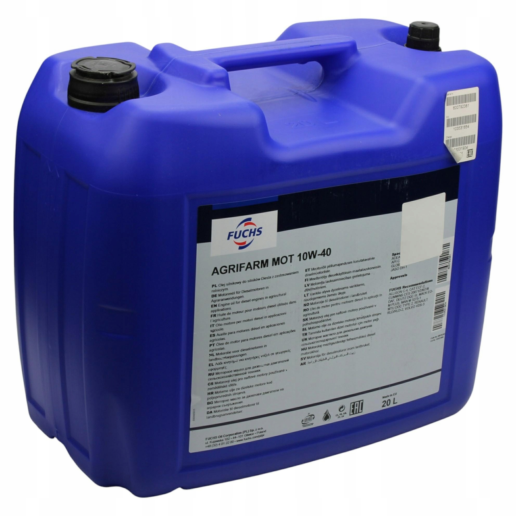 Motorový Olej Fuchs Agrifarm Mot 10W40 20L