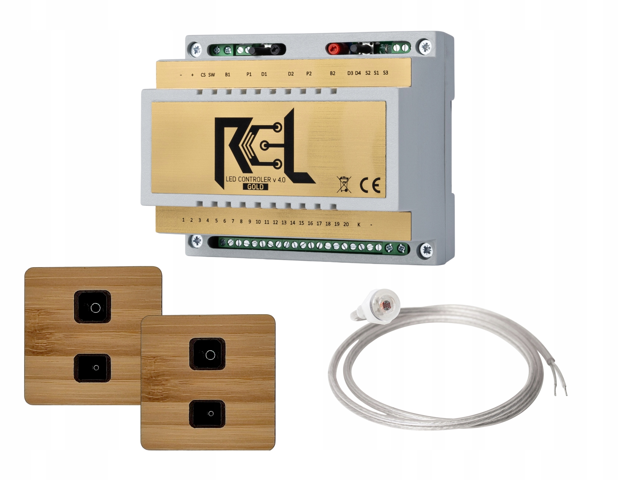 Schodišťový ovladač Rcl-led Gold, senzor GP_1_VENEER_BAMBOO_SMALL