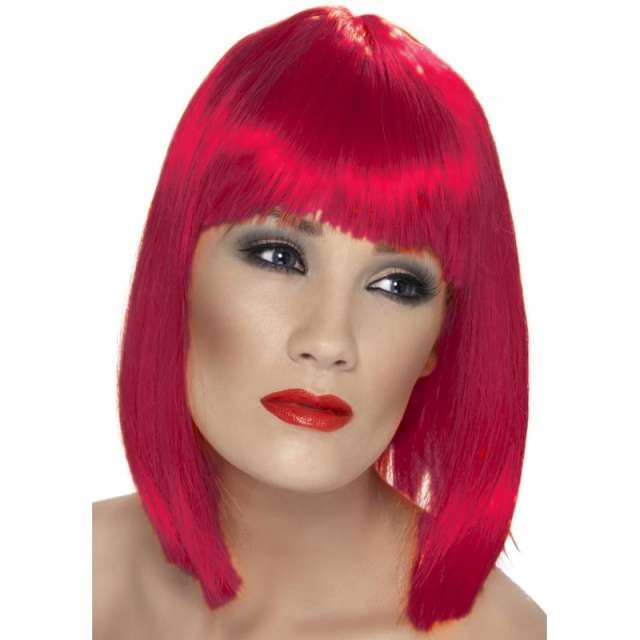 

krótka Peruka Czerwona Bob grzywka włosy proste