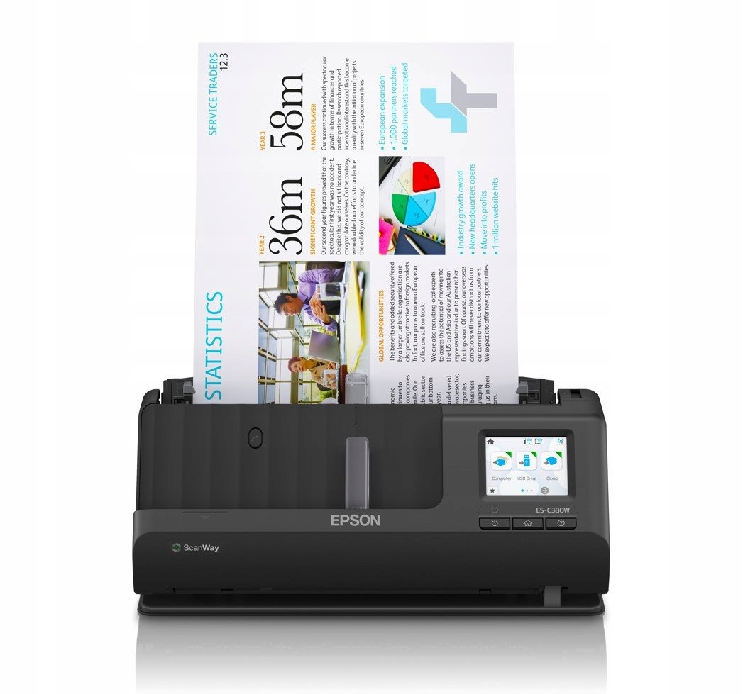 Epson skener ES-C380W, A4, 600x600dpi, Usb, Wi-Fi (direct), Display,…