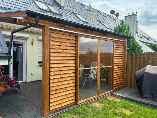 PROWADNICE UCHWYT ŻALUZJE OGRODOWE RUCHOME DESECZKI BRĄZOWE Rodzaj inny