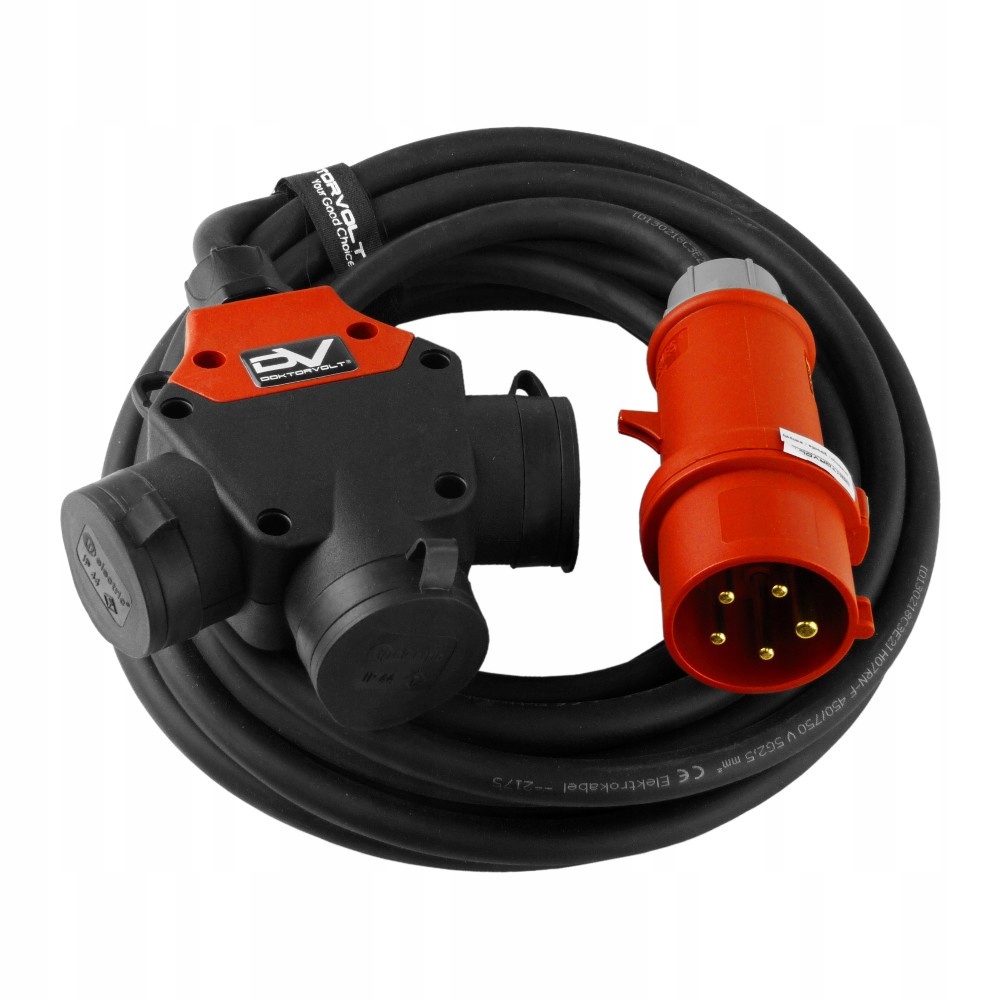 Silový Prodlužovací Kabel 50 M 16A/5P Rozdělovač Na 3 Zásuvky 230V Schuko IP44