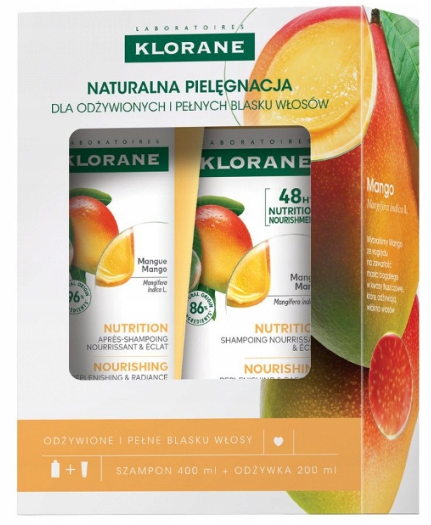 Klorane zestaw odżywione włosy szampon 400 ml odżywka 200 ml