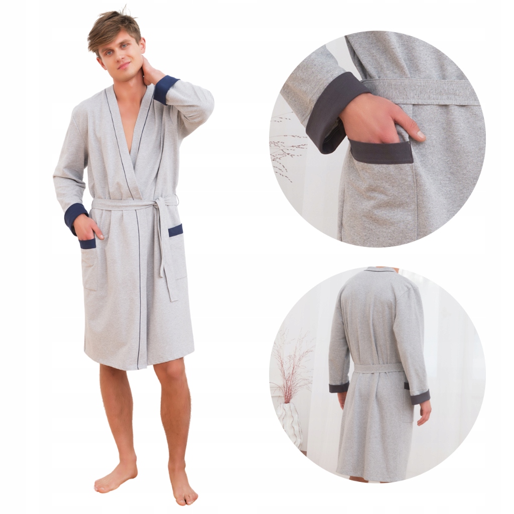 Pánský bavlněný teplý zavazovací župan XXXL Gabriel Italian Fashion