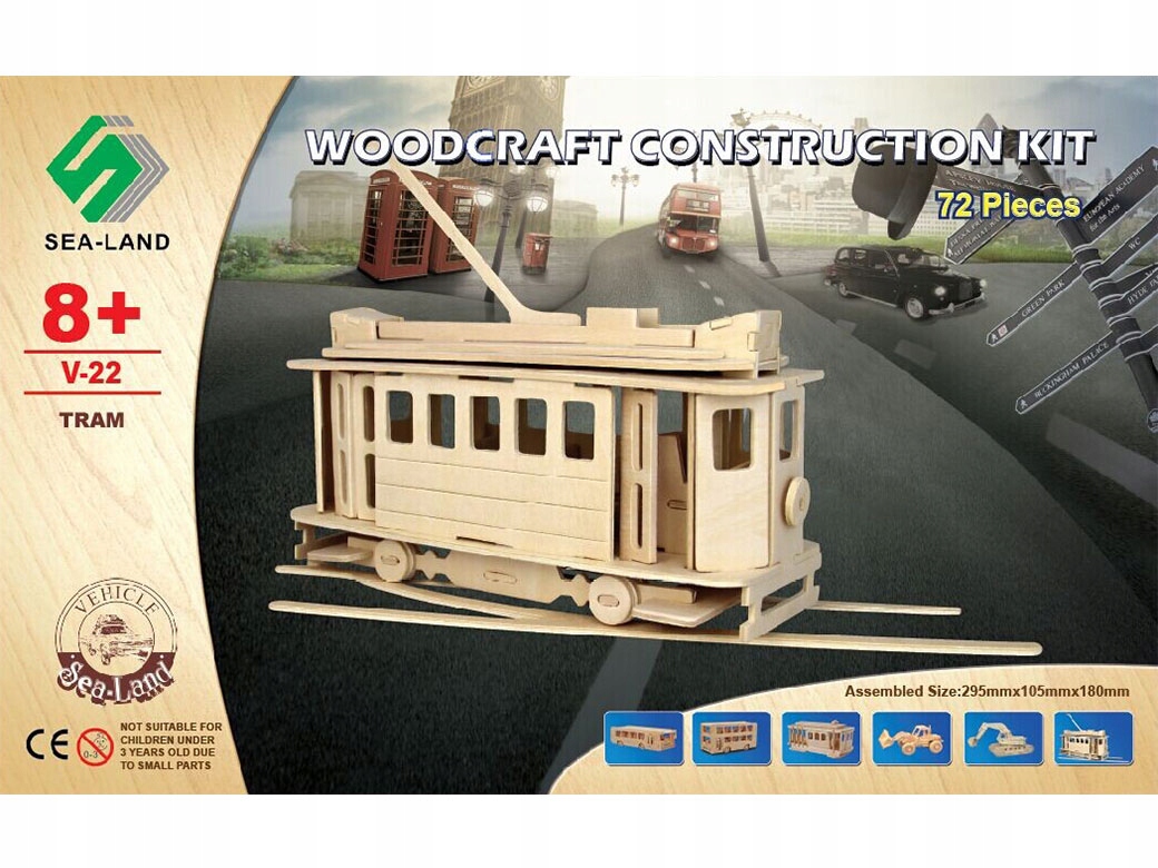 Tramwaj składanka drewniana puzzle 3D V22 Kod producenta V22