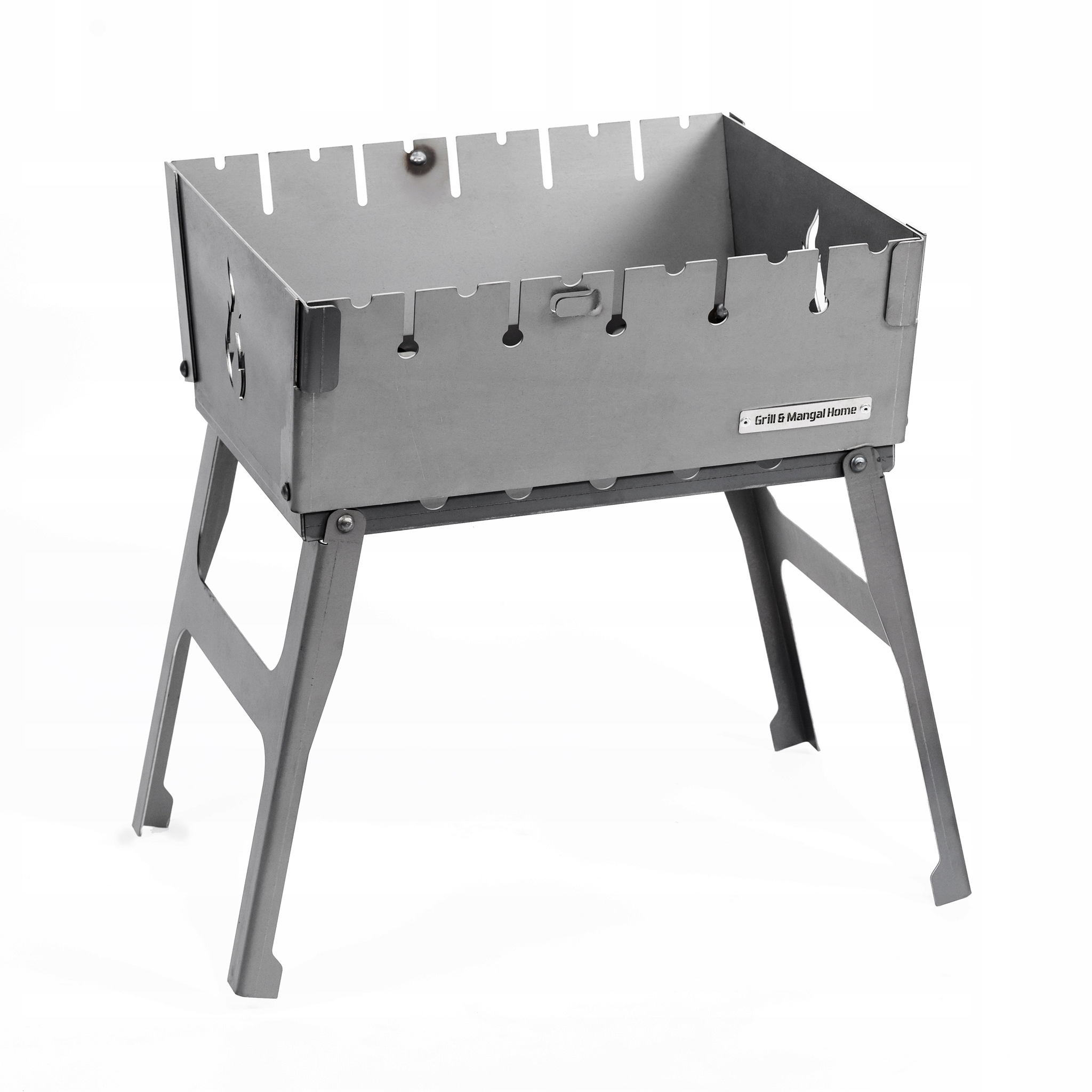 Mangal Grill Walizka Na 6 Szpikulców Węglowy Składany Metal 2 mm