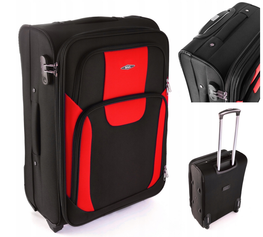 Średnia Walizka Podróżna Codura Na 2 Kólkach Bagaż Czarno-czerwona