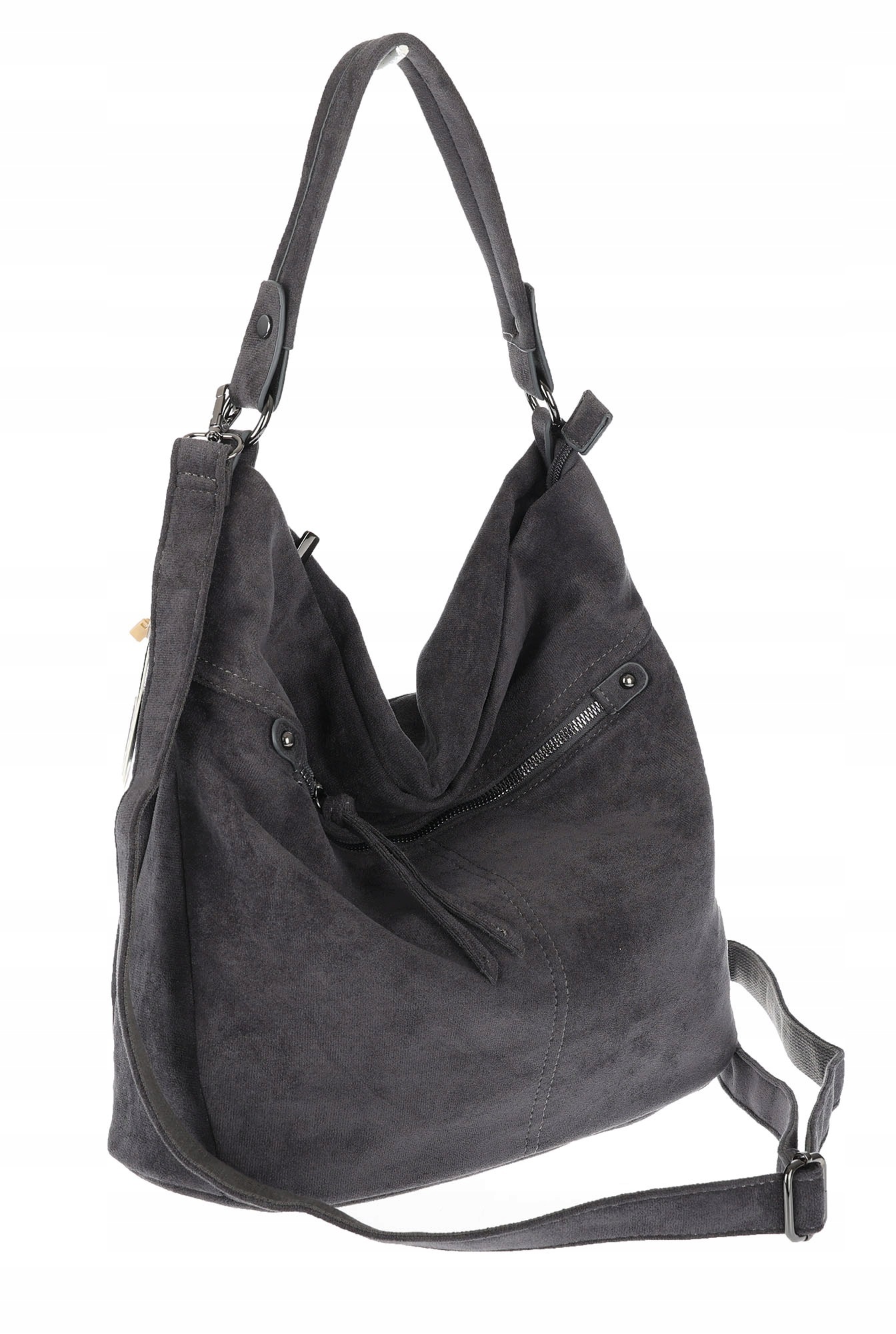 Dámská shopper kabelka semišová taška přes rameno do ruky lehká PB40 Šedá