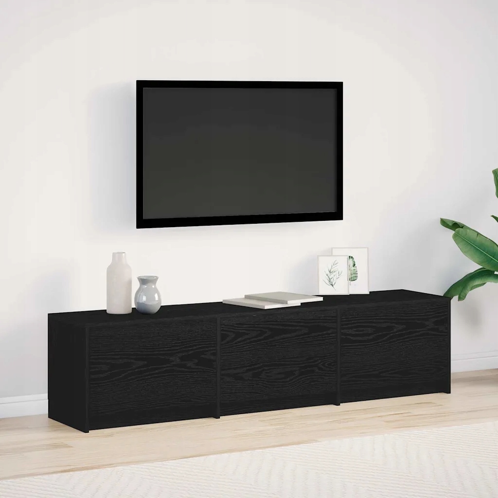 vidaXL Szafka Rtv z Led z paskami Led Czarny Dąb 165 x 34 x 40 cm