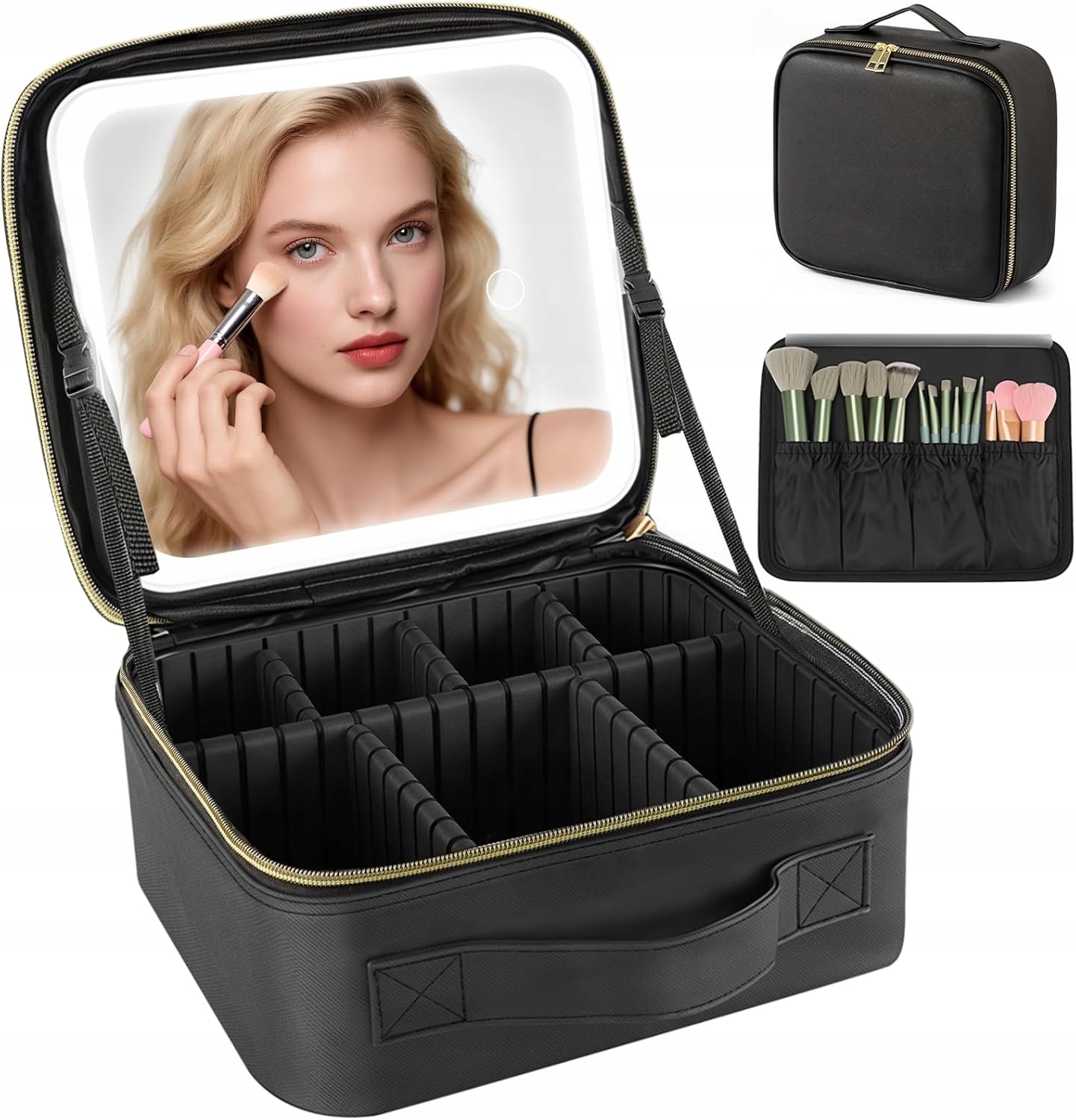 Kufřík na kosmetiku cestovní kosmetická taška organizér přihrádky Led zrcátko