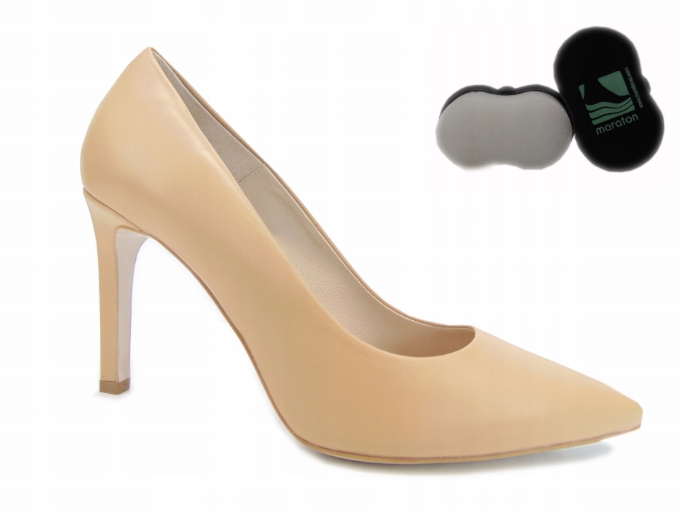 Bravo Moda czółenka szpilki 1920 106 skóra beż 39