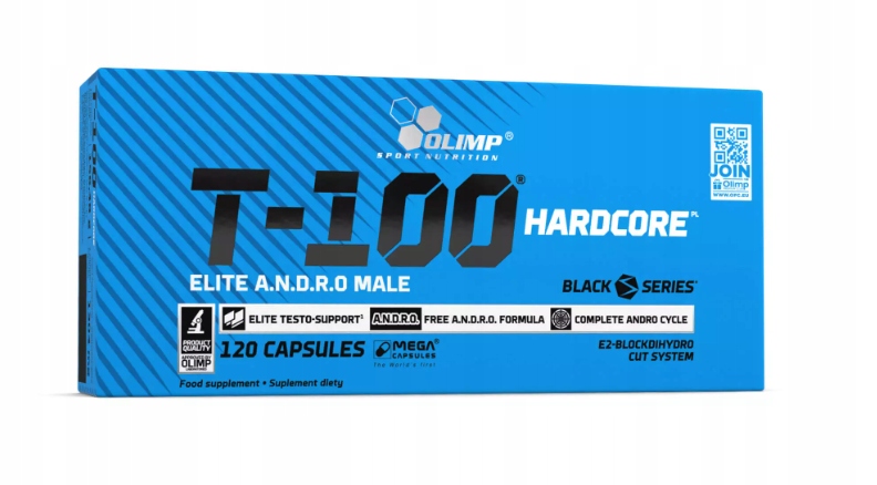 T-100 Hardcore 120 kapslí Booster Daa Libido Buzdyganek Tribulus Maca Síla