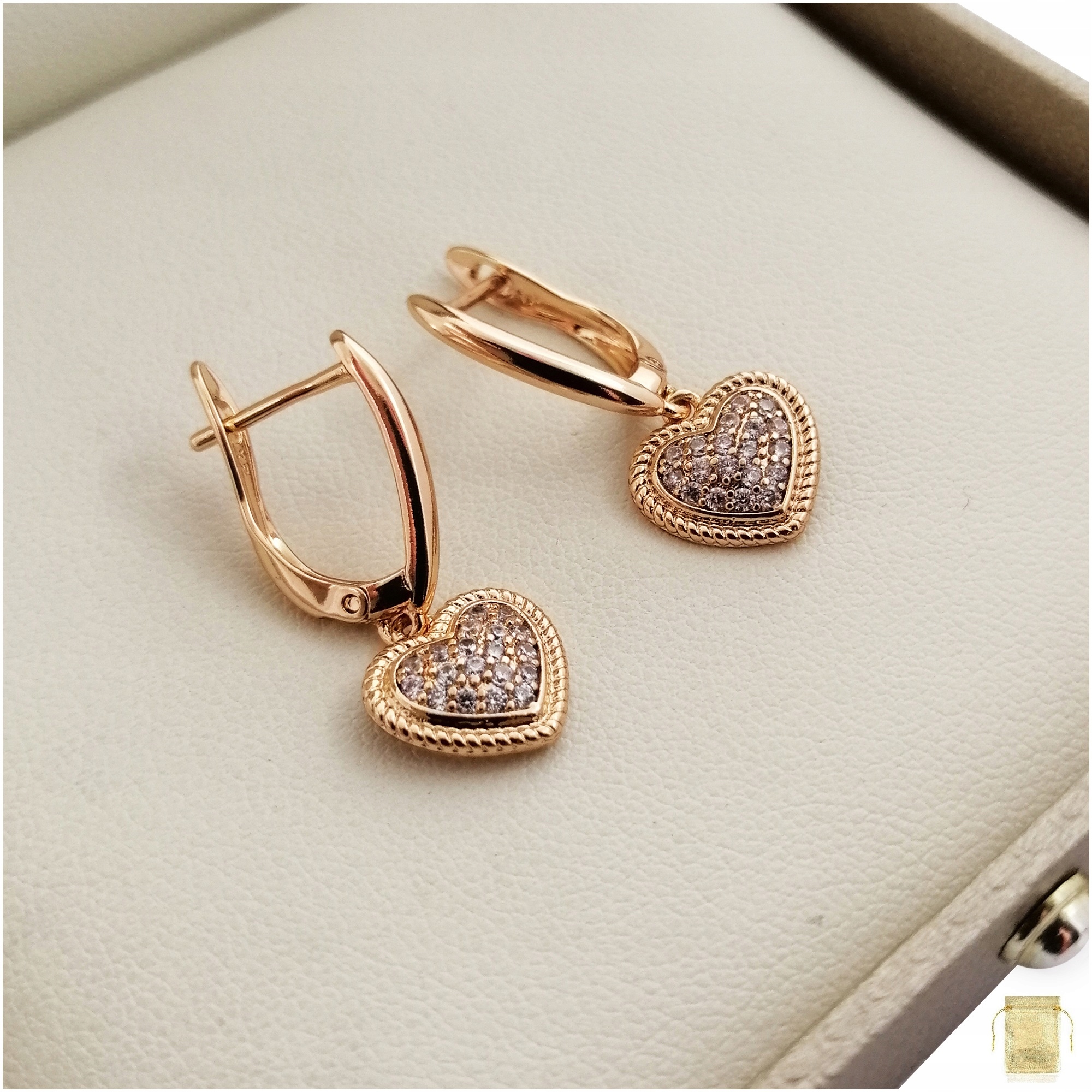 

Wiszące Piękne Kolczyki Serca Z Cyrkoniami