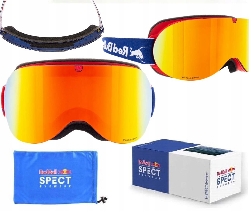 Gogle Narciarskie Okulary Red Bull Spect Snowboard UV-400 Pokrowiec