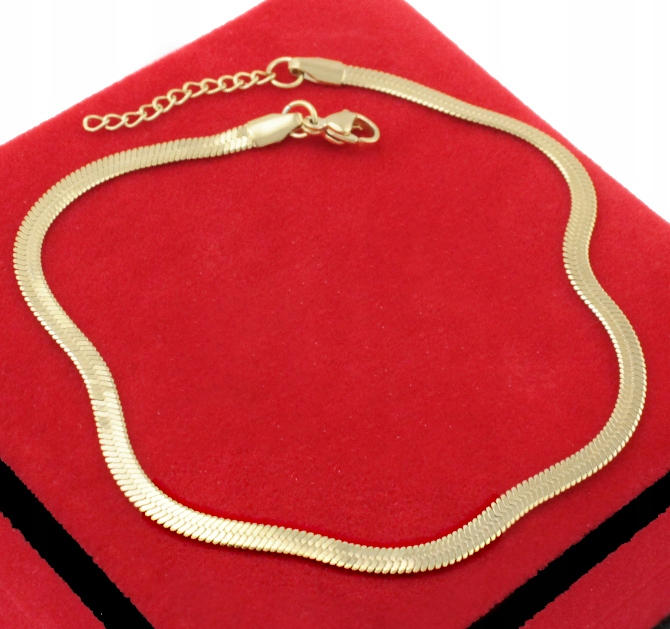 

Bransoletka Na Nogę Złota Żmijka 24 plus 3 cm Stal