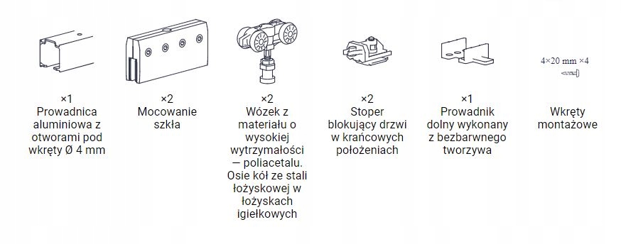 G80 System do drzwi przesuwnych szklanych. 270 cm Marka Tycho