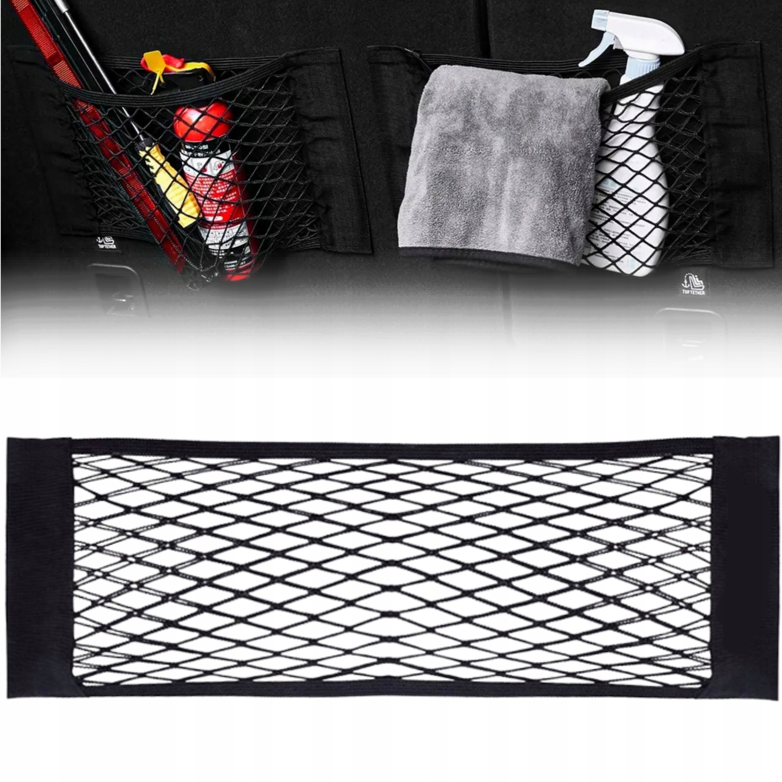 Organizer Siatka Do Bagażnika Samochodowego Na Rzep Kieszeń Mocna 25x60