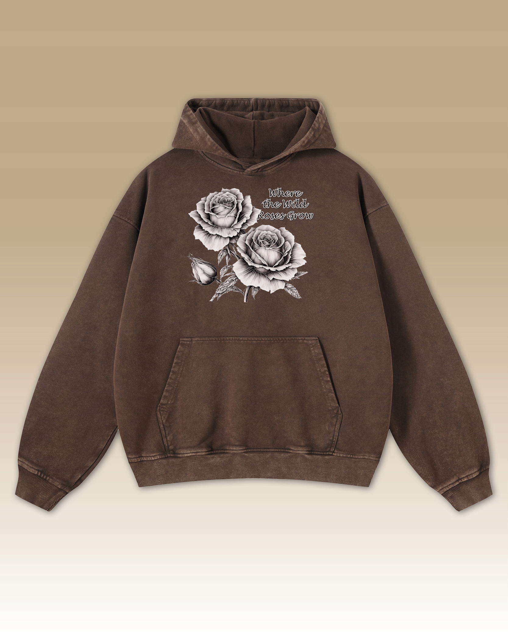 Mikina Wild Roses Kde rostou Divoké Růže Květiny Vintage Hnědá M