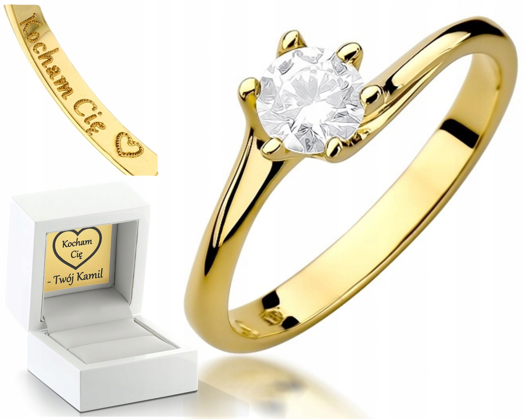 Zlatý Prstýnek S Briliantem A Diamantem Pro Ženu