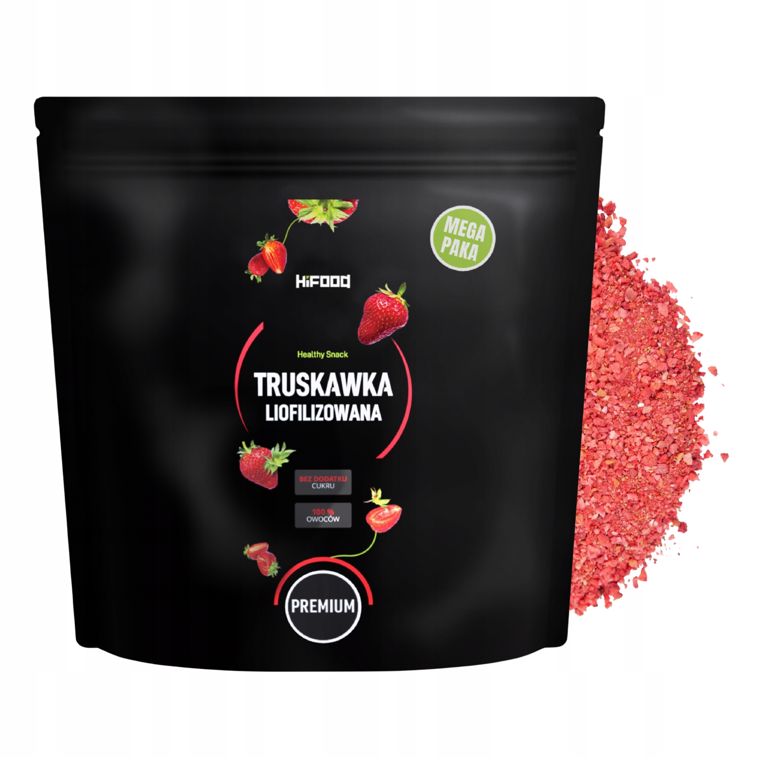 Truskawka Liofilizowana Grys 0-5mm 500g XXL Truskawki Liofilizowane HiFOOD