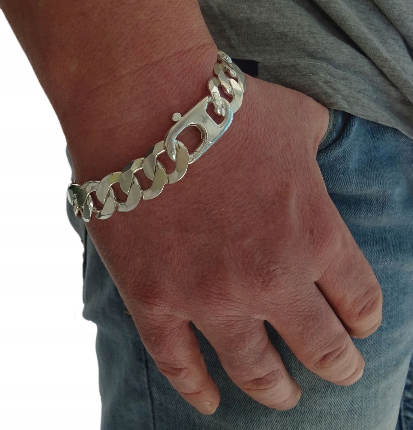 

Bransoletka Srebrna Pancerka Mega Szeroka Grawer