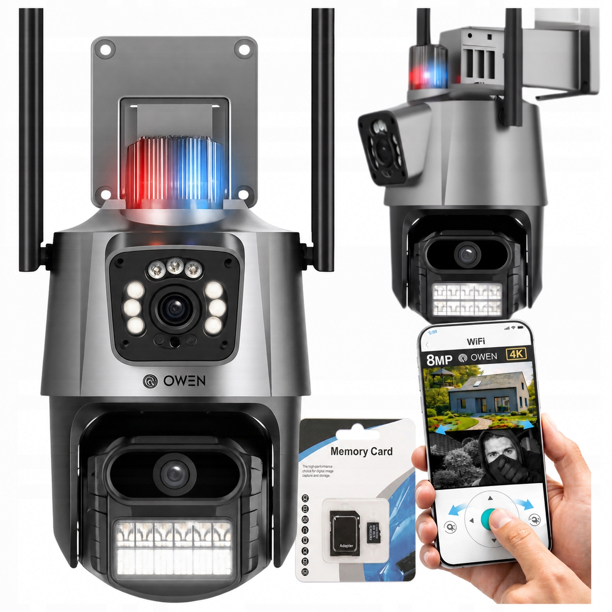 Venkovní Wifi Otočná Kamera S Duálním Alarmem, Aplikace Detekce 8 Mp