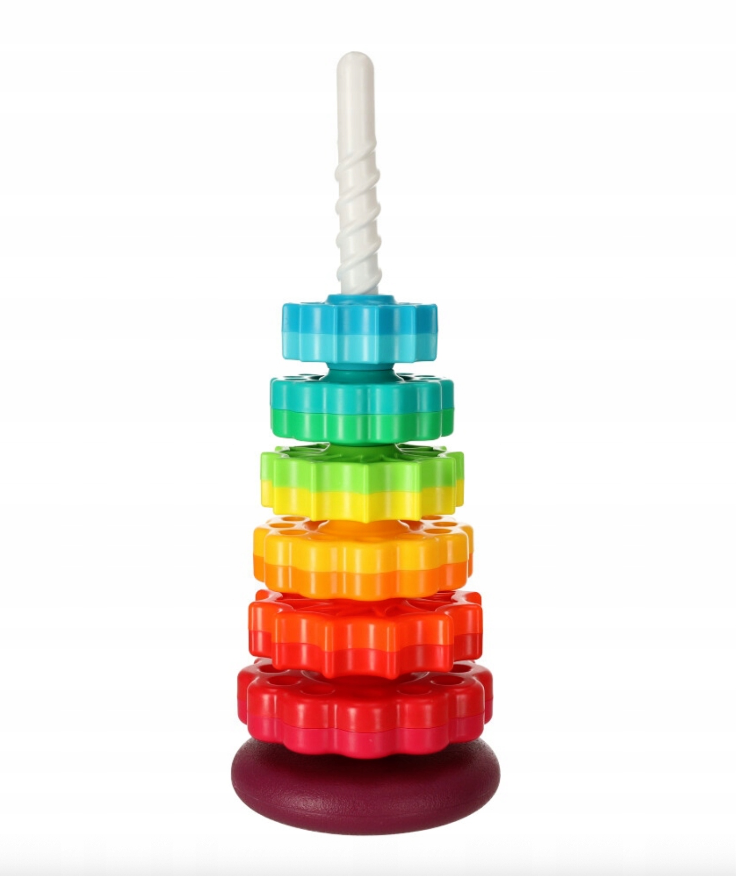 ZABAWKA MONTESSORI ZAKRĘCONA PIRAMIDA TĘCZOWA WIEŻA KOLOROWA SPIRALA 41CM