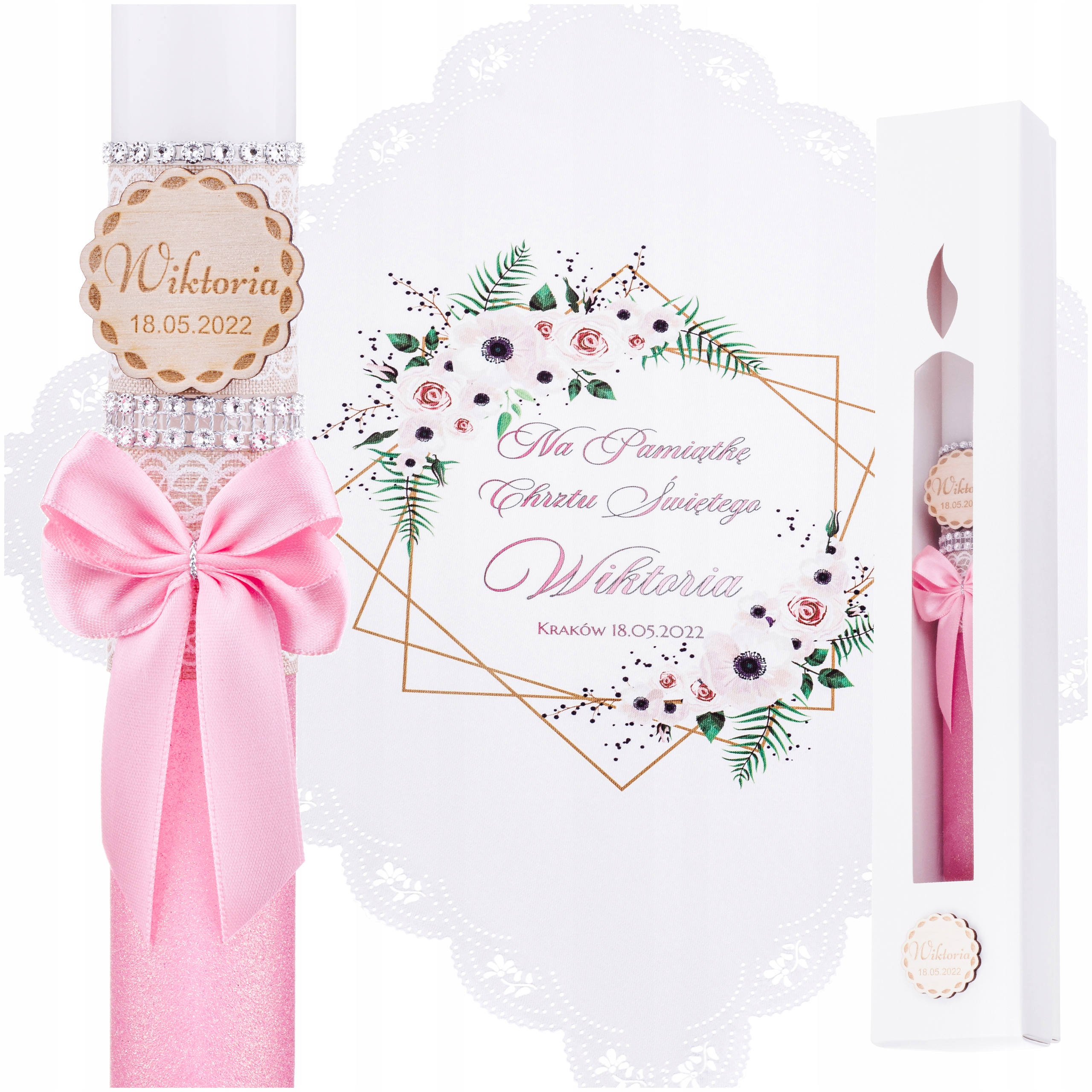 

Świeca Na Chrzest Szatka Do Chrztu Grawer +pudełko