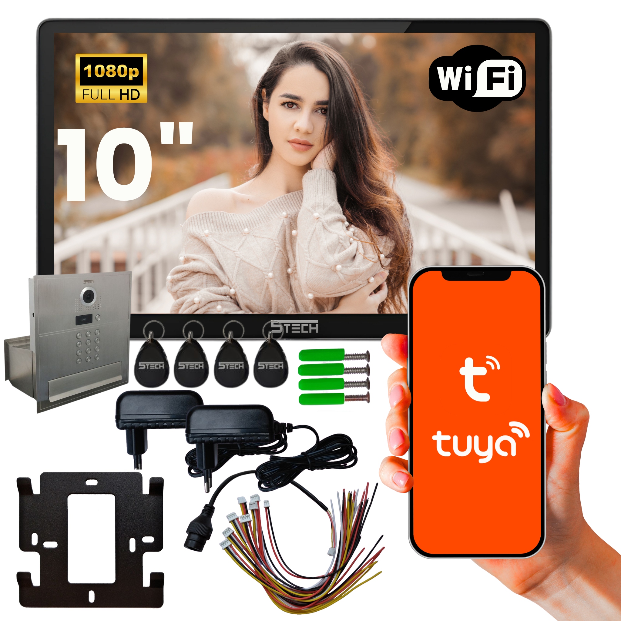 Wideodomofon 5TECH WiFi Full Hd 10 cali Verus Plus 84218 V1 Czarny app Tuya