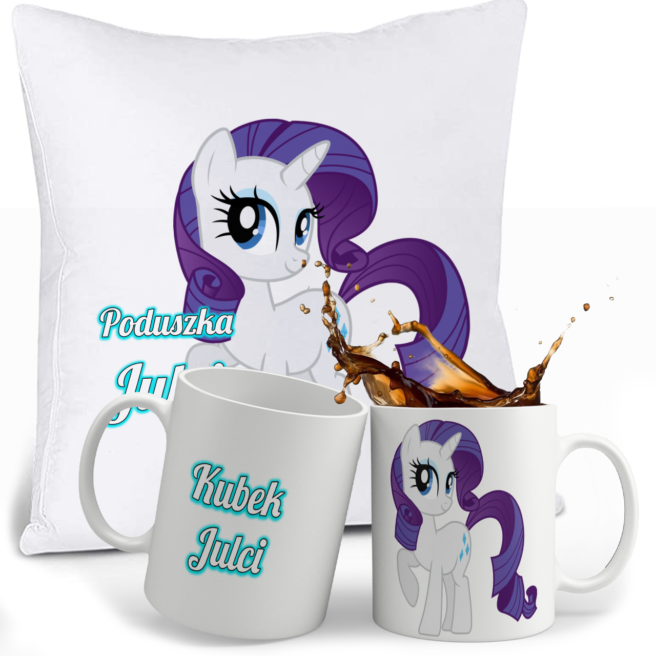 ZESTAW MY LITTLE PONY KUBEK + PODUSZKA + IMIE