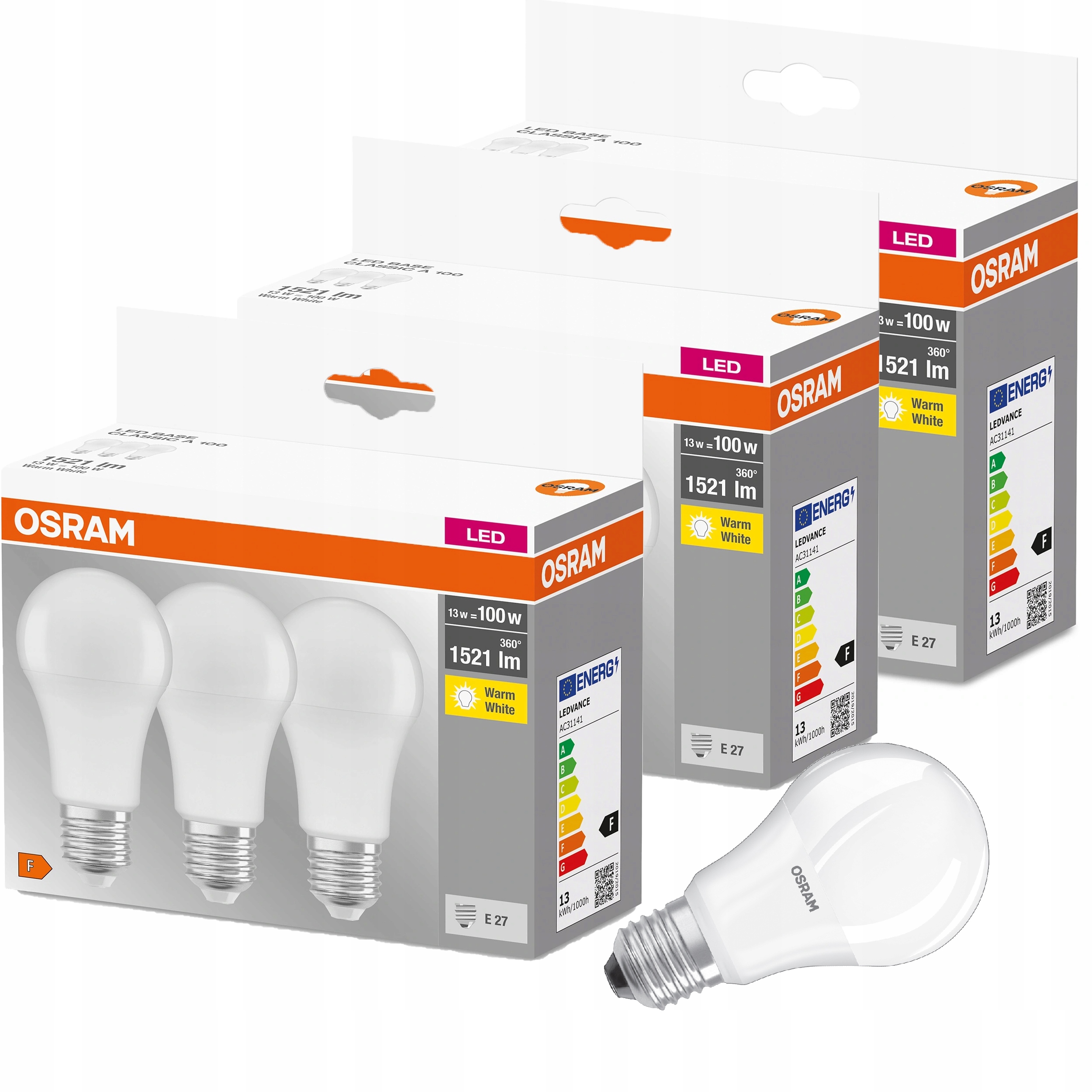 

Osram żarówka Led 13W 100W E27 barwa 27000K x9
