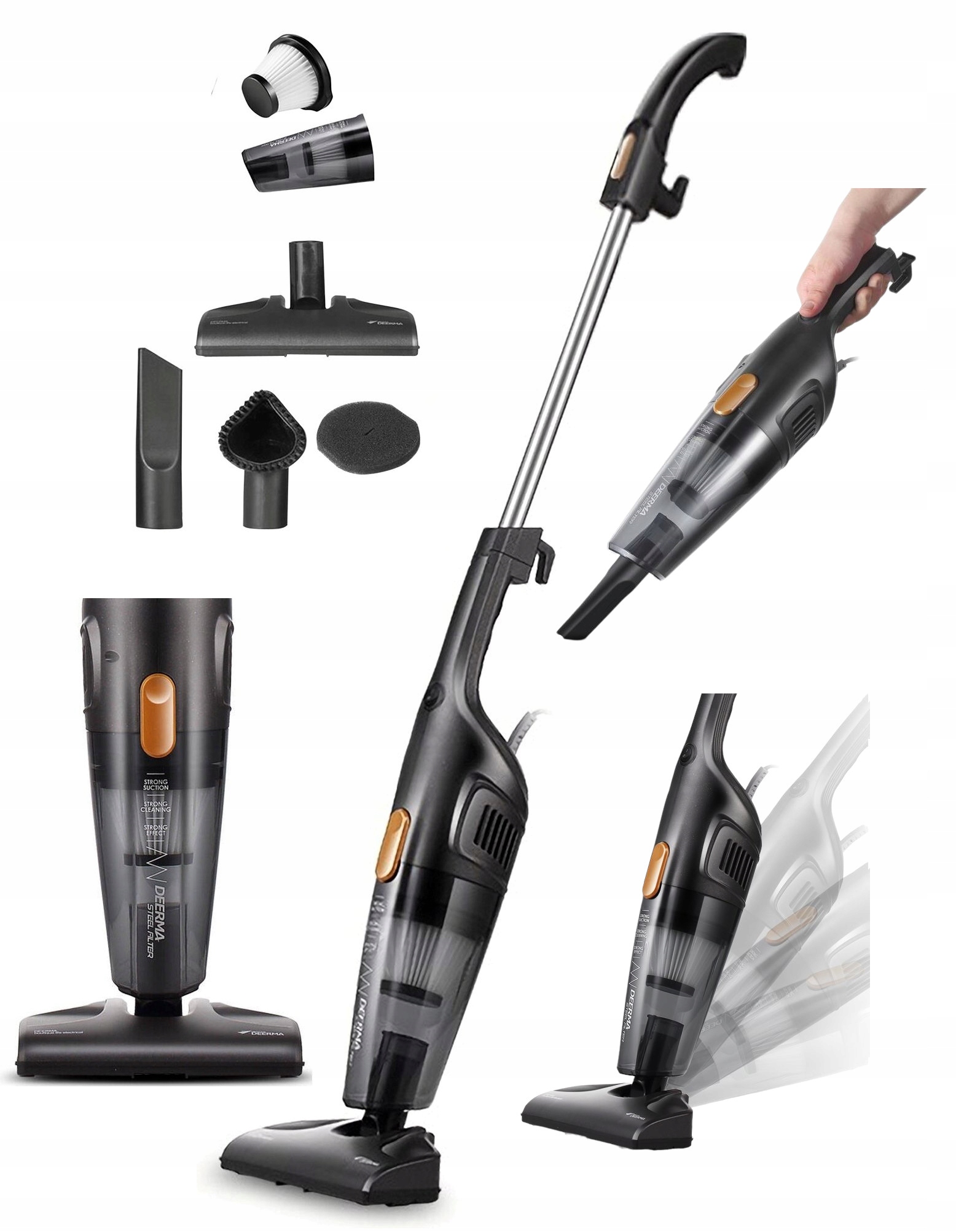 Odkurzacz pionowy Deerma DX115C czarny Kolor dominujący czarny