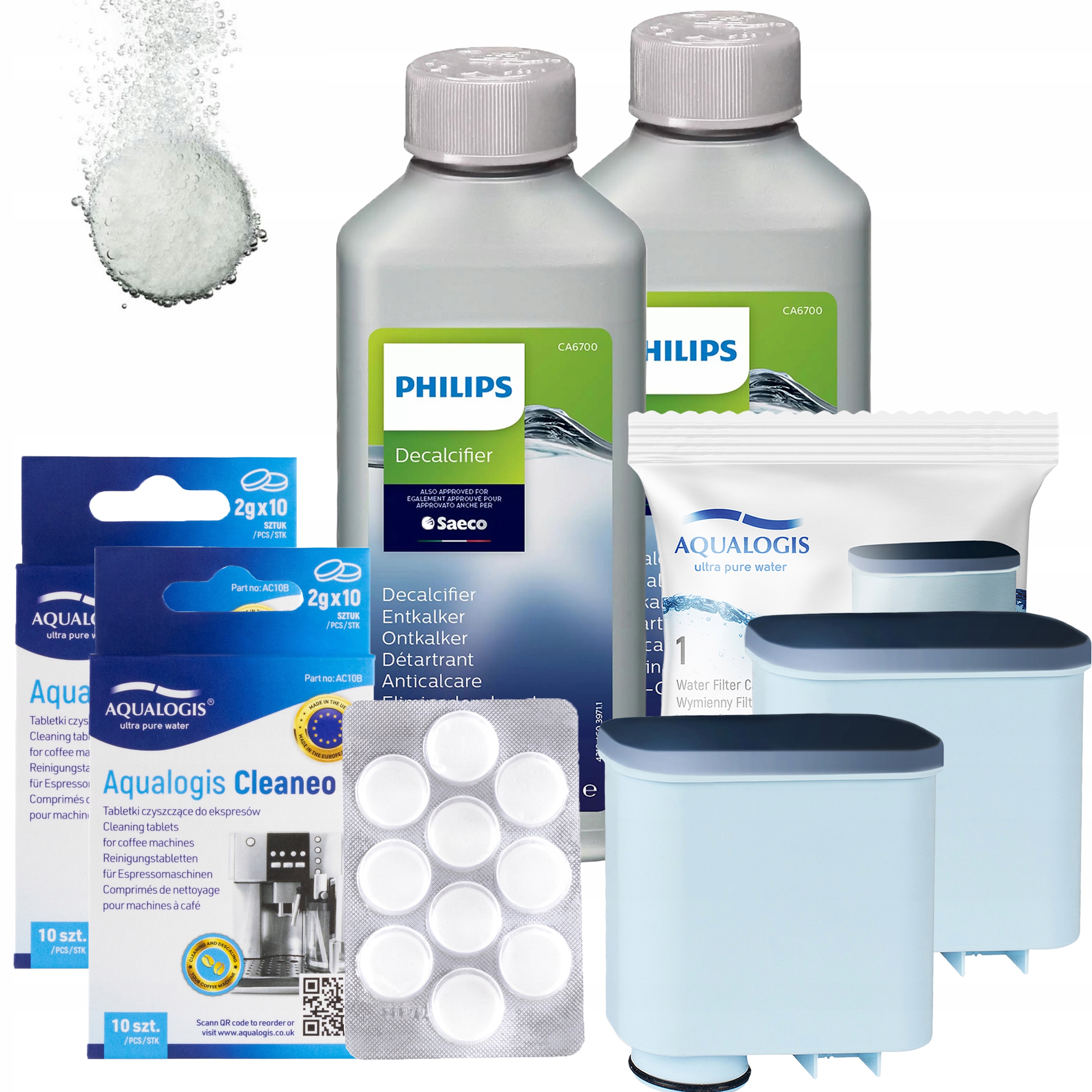 2x Set pro Philips Saeco Odvápňovač CA6700 Tablety Filtr AquaClean