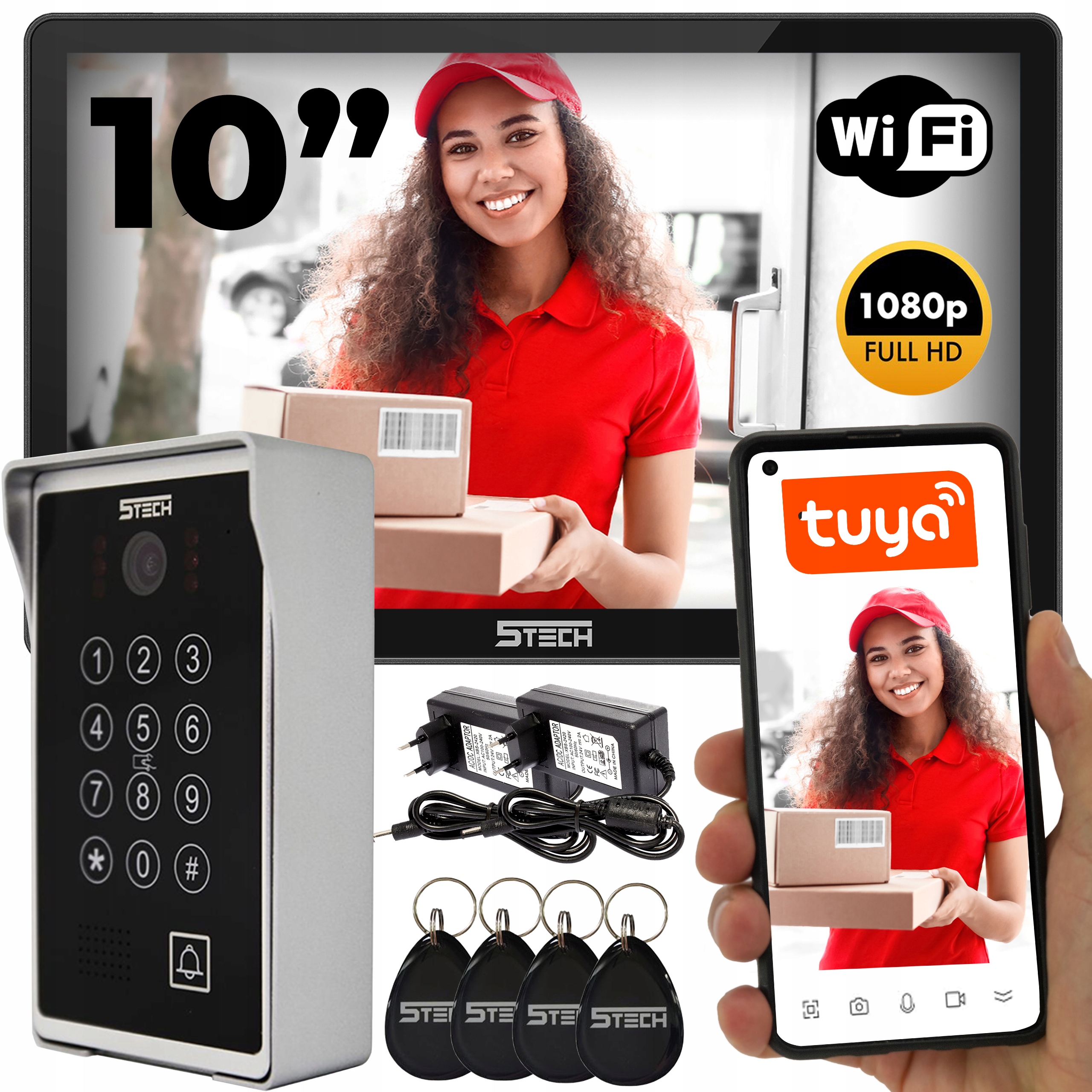 Wideodomofon WiFi 5TECH Dotykowy Monitor 10'' Stacja 84213 Furtka i Brama