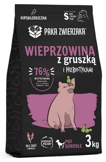 Levně Zdravé krmivo pro psy malých plemen Paka Zwierzaka Vepřové s hruškou 3kg