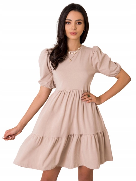 

Beżowa sukienka oversize z bawełny Perla -XL-