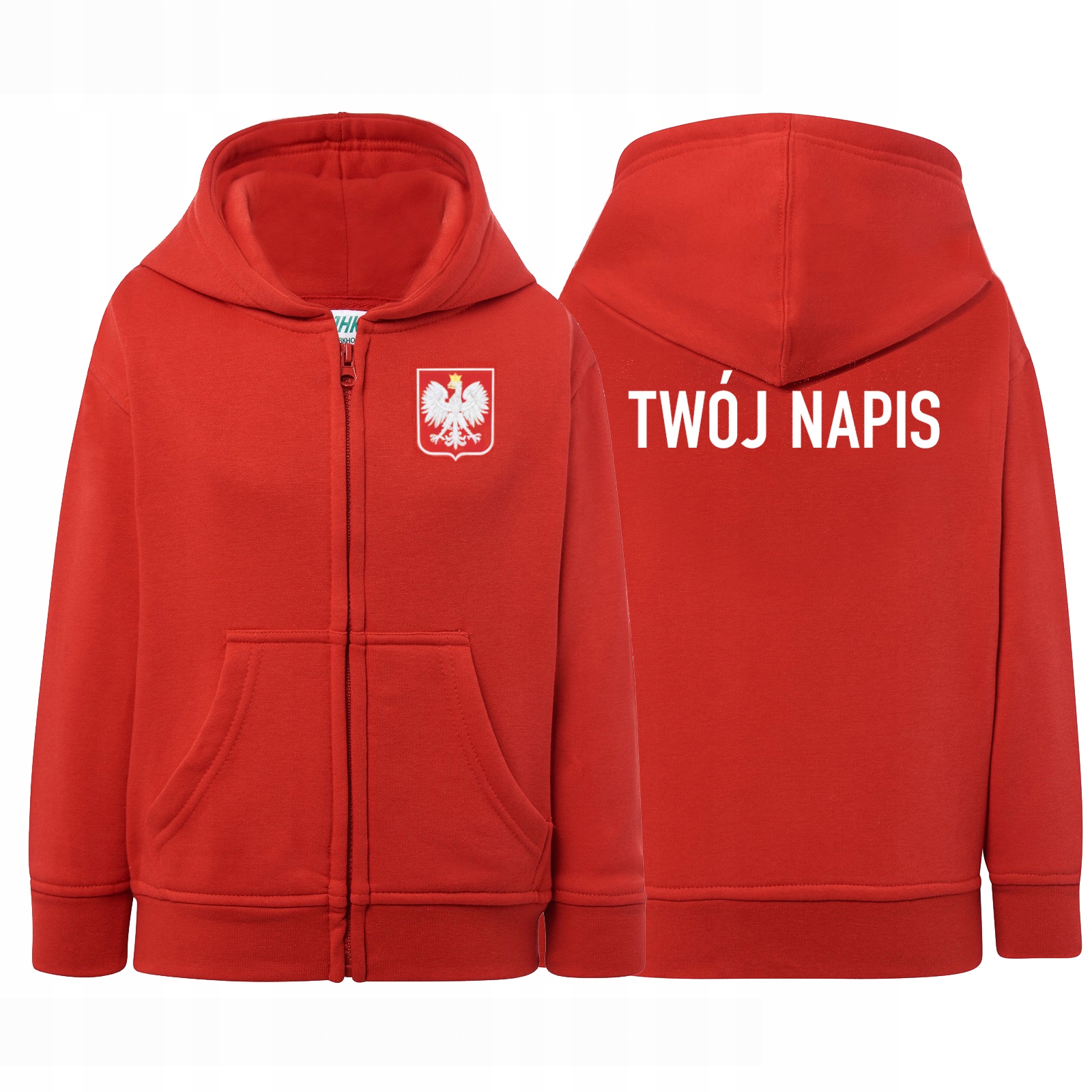 Bluza Polska Rozpinana z kapturem Godło Twój Napis Imię 152-158