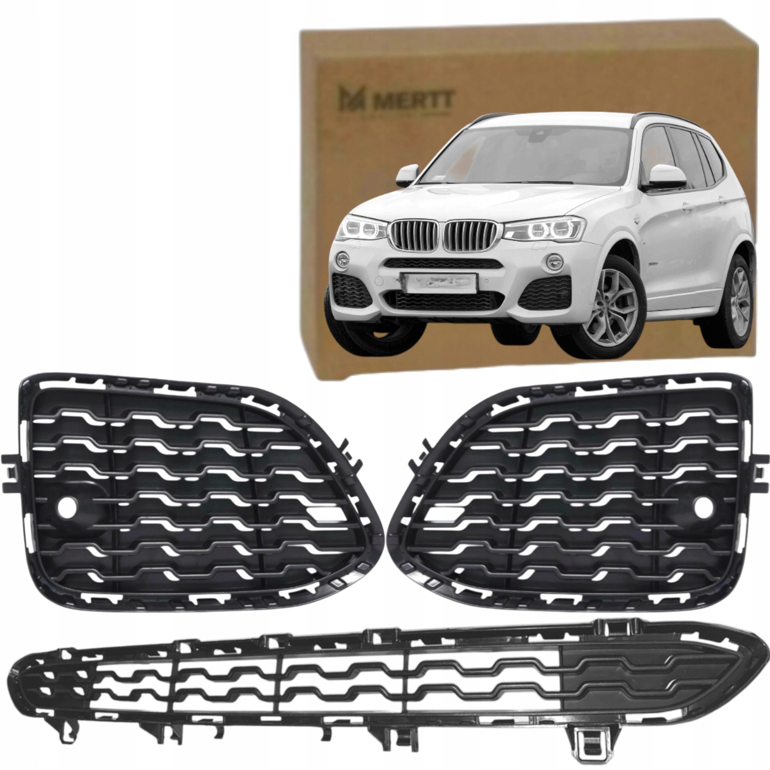 Bmw X3 F25 2014-2017 M Balíček Atrapy Mřížky Krytky Nárazníku Halogenu