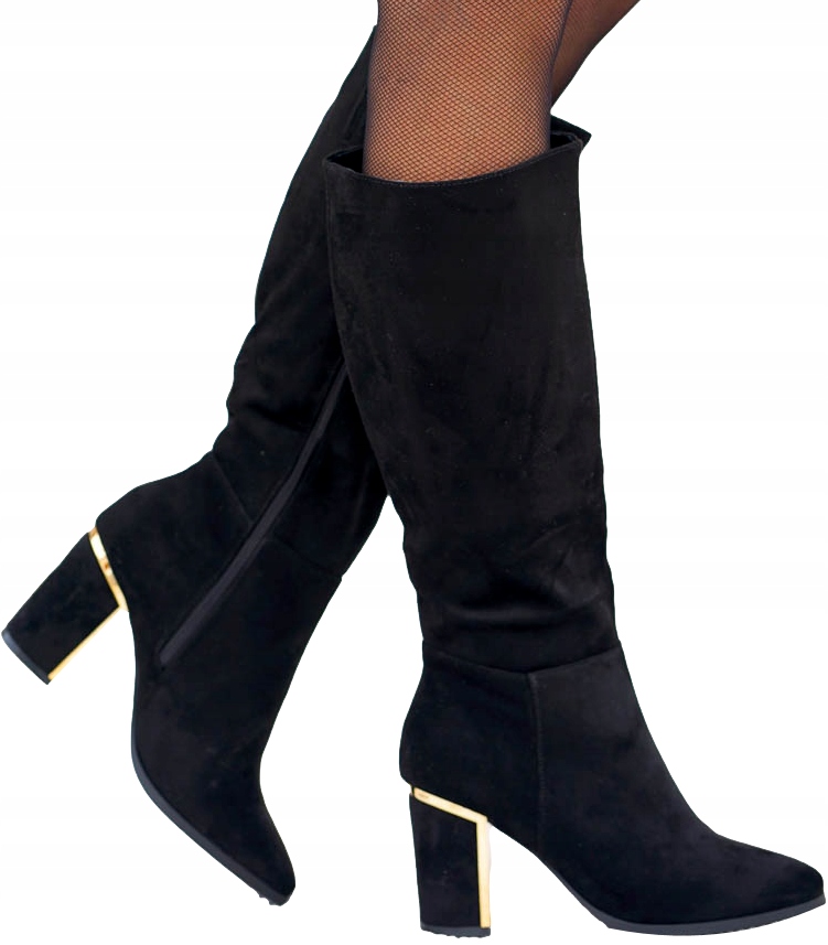 Długie Czarne Zamszowe Kozaki Na Obcasie Cornellie 35 Oryginalne opakowanie producenta pudełko