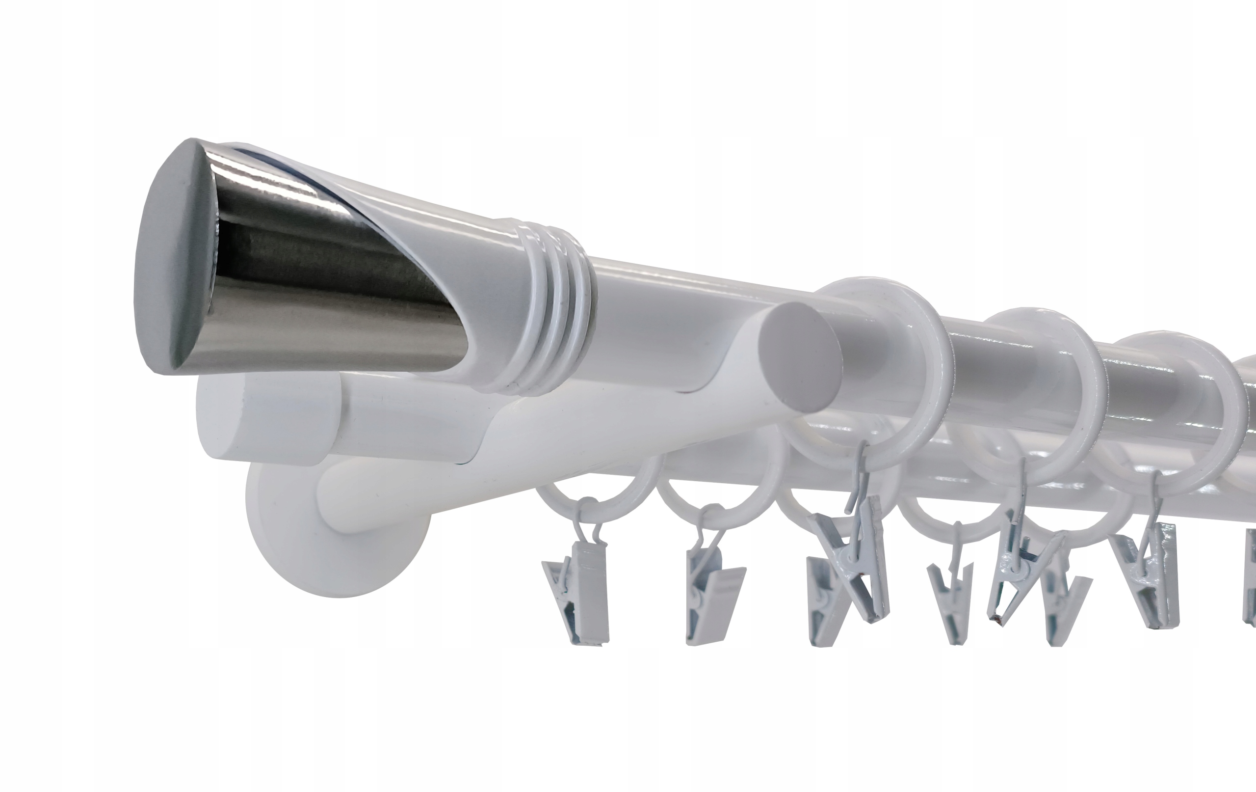 KARNISZ PODWÓJNY Metal 19+19mm BIAŁY 360cm VEGA