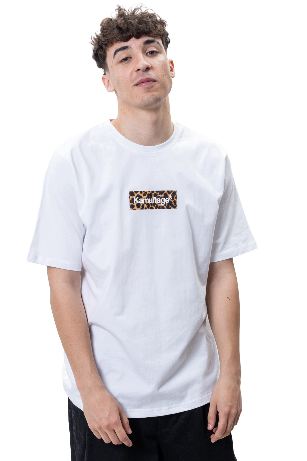 Tričko Kamuflage Boxlogo Leopard L bílé