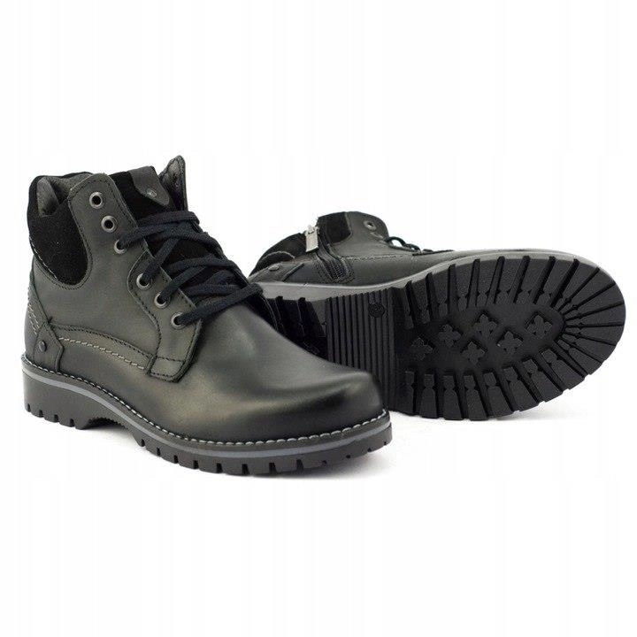 Buty męskie trzewiki Skórzane ciepłe POLSKIE zimowe 885 czarne 43 Kod producenta BUTY 885 CZ 43 -