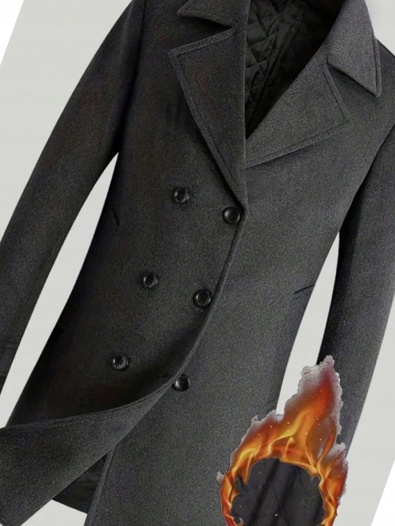 Pánský kabát Každodenní Dvouřadý Módní Stylový Šedý XL