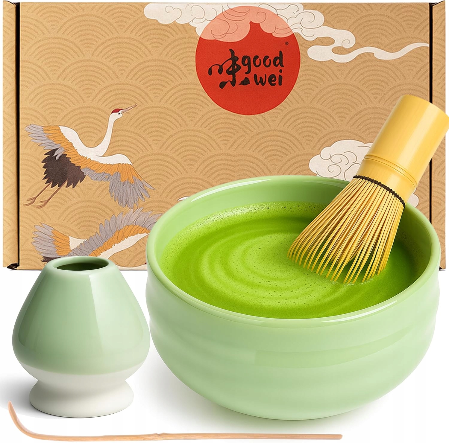 Levně Goodwei Sada Matcha Keramická miska Chawan Chasen 80 Minto 430 ml