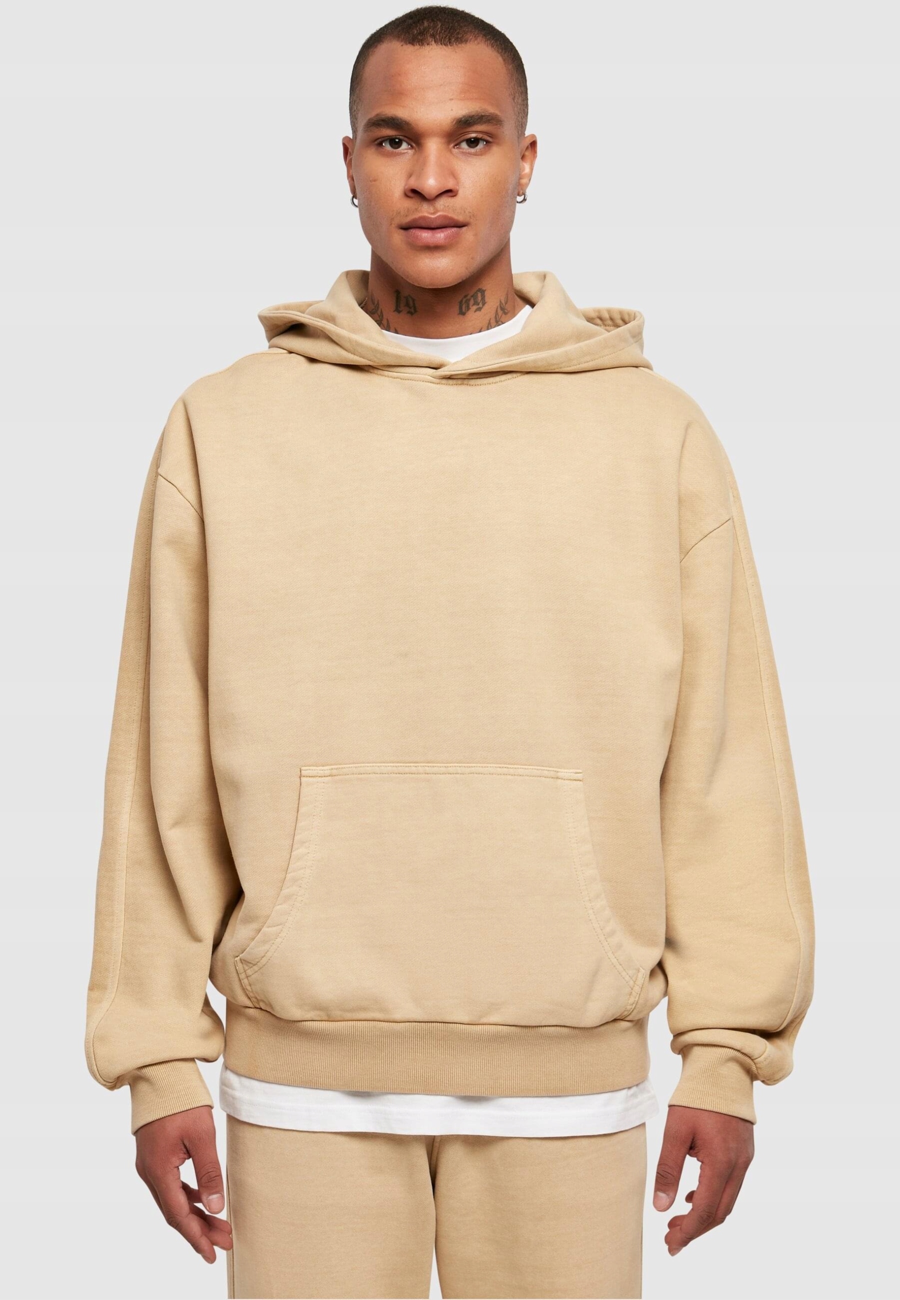Mikina S Kapucí Oversize Béžová 2XL